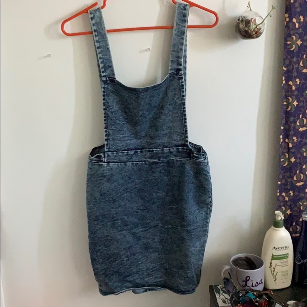 Blue Textured Overall Skirt